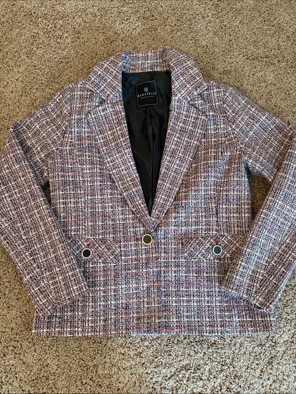 bagatelle pink tweed blazer jacket